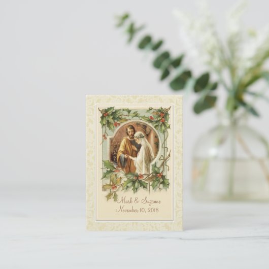 Katholische Weihnachtsfeier Mary Joseph Holy Card Visitenkarte (Stehend Vorderseite)