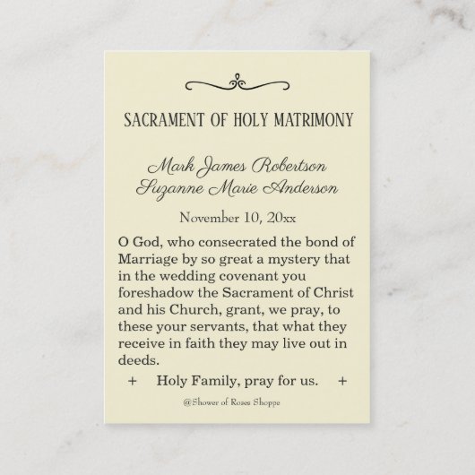 Katholische Weihnachtsfeier Mary Joseph Holy Card Visitenkarte (Rückseite)