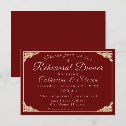 Katholische Winterhochzeit Probe Dinner (Vorne/Hinten)