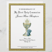 Katholische Zeugnisurkunde über die Heilige Kommun (Vorne/Hinten)