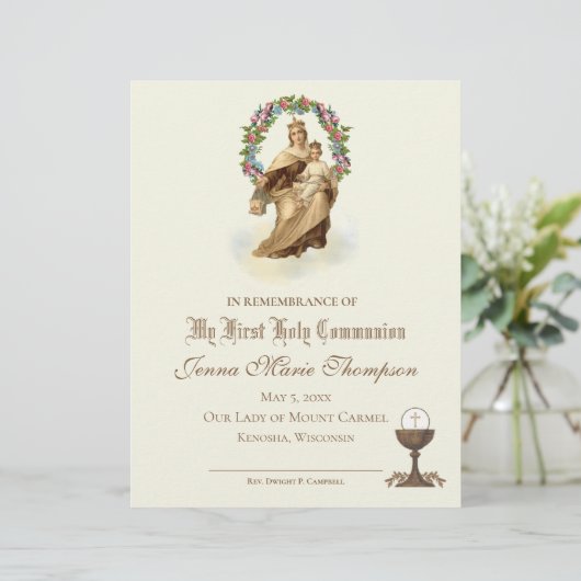 Katholische Zeugnisurkunde über die Heilige Kommun (Stehend Vorderseite)