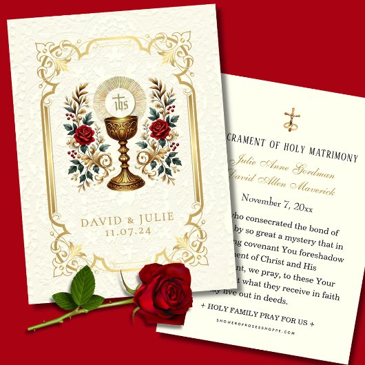 Katholischer Bloreucharist Wedding Holy Card