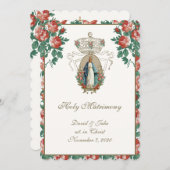 Katholischer Blumenkirchenkirche Empfang kombinier Einladung (Vorne/Hinten)