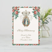 Katholischer Blumenkirchenkirche Empfang kombinier Einladung (Stehend Vorderseite)