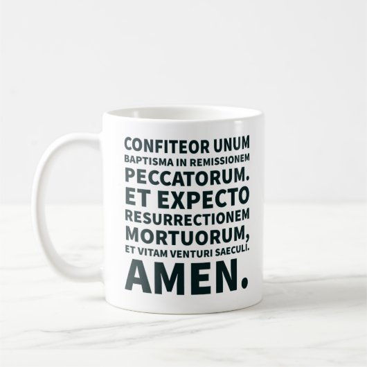 Katholischer Credo Latein Mass Schwarz-Weiß-Modern Kaffeetasse (Links)