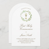 Katholischer Erstkommunion-Kalier-Grünkranz Einladung (Vorne/Hinten)