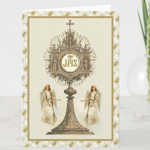 Katholischer Eucharistischer Gastgeber mit Angels  Karte