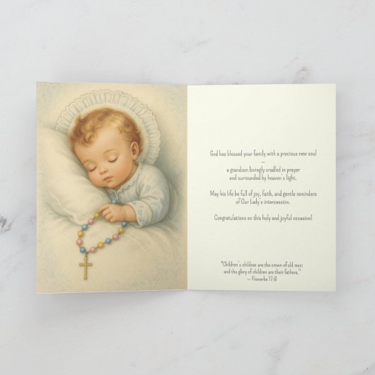 Katholischer Grandson Herzlichen Glückwunsch an di Karte (Innenseite)