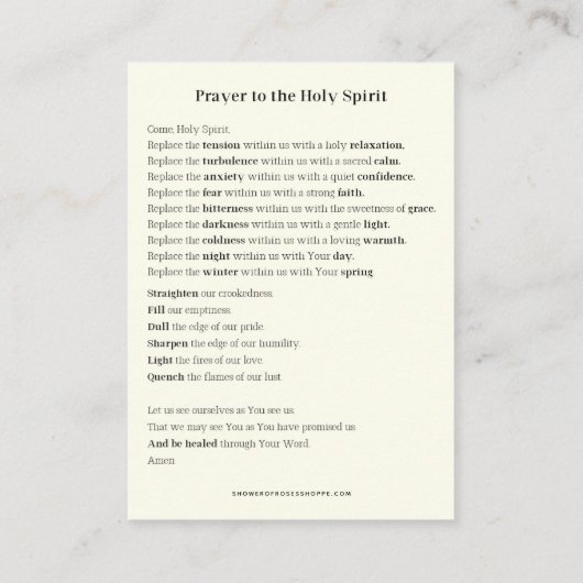 Katholischer Heiliger Geist Bejahung Religiöse Bes Begleitkarte (Rückseite)