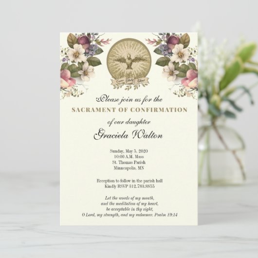 Katholischer Heiliger Geist Heiligung der Bestätig Einladung (Stehend Vorderseite)