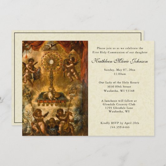 Katholischer Jesus Erste Kommunion Einladungen (Vorne/Hinten)