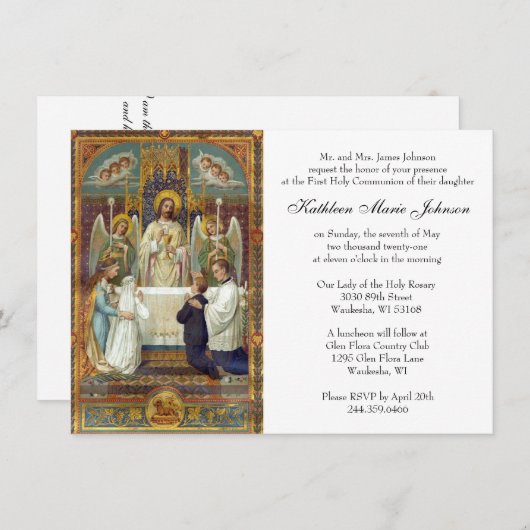 Katholischer Jesus Erste Kommunion Einladungen (Vorne/Hinten)