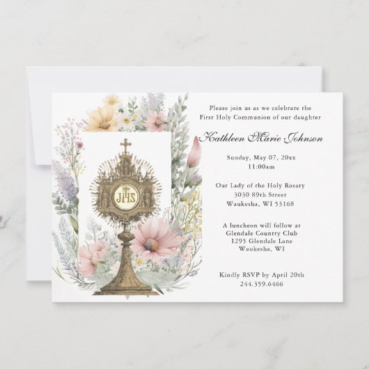 Katholischer Jesus Erste Kommunion Einladungen (Vorderseite)