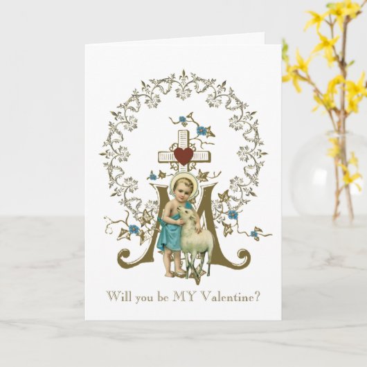 Katholischer Jesus mit Lamm-Marienkreuz Karte (Gelbe Blume)