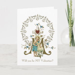 Katholischer Jesus mit Lamm-Marienkreuz Karte