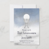 Katholischer Junge erster Wasserfarbenmarmor Einladung (Vorderseite)