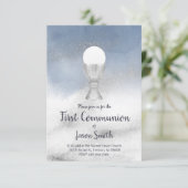 Katholischer Junge erster Wasserfarbenmarmor Einladung (Stehend Vorderseite)