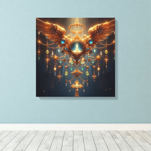 Katholischer Kronleuchter Leinwanddruck (Insitu (Holzboden))