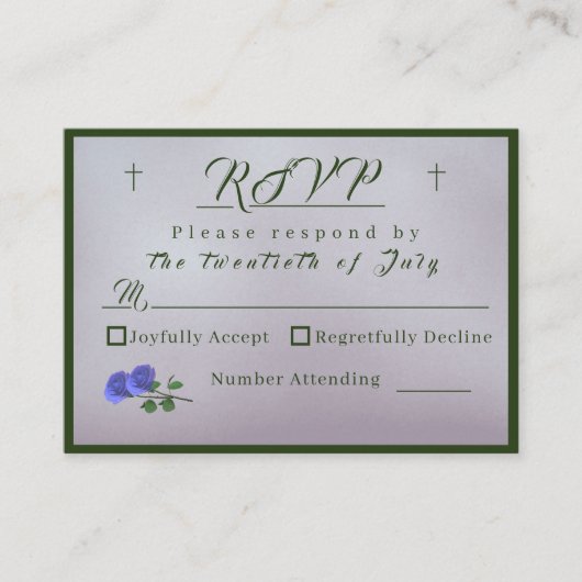 Katholischer Mistral Mauve und Green Response Card Begleitkarte (Vorderseite)