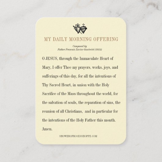 Katholischer Morgen Angebot Jungfrau Mary Gebet Platzkarte (Rückseite)