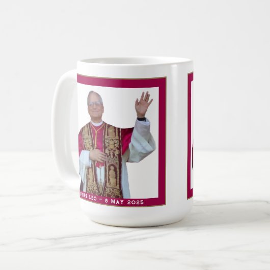 Katholischer Papst Leo Kaffeetasse (Vorderseite Links)