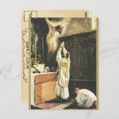 Katholischer Priester, der Mass im Altar anbietet Postkarte (Vorne/Hinten)