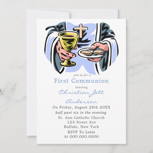 Katholischer Priester Erste Kommune Einladung (Vorderseite)