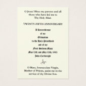 KATHOLISCHER PRIESTER JAHRESORDINIERUNG HOLY CARDS (Rückseite)