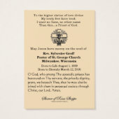 Katholischer Priester Jesus Beerdigung Gedenkkarte (Rückseite)