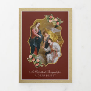 Katholischer Priester Spirituelle Bouquet Valentin Dreifach Gefaltete Urlaubskarte