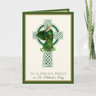 Katholischer Priester St. Patrick's Day Shamrocks  Karte