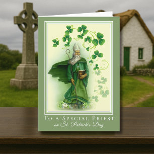 Katholischer Priester St. Patrick's Day Shamrocks Karte