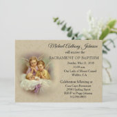 Katholischer Säugling Taufen Angels Einladungen (Stehend Vorderseite)