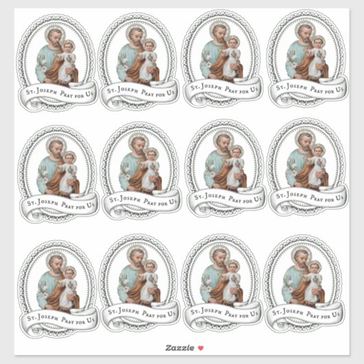 Katholischer St. Joseph mit Kind Jesus Religiös Aufkleber (Blatt)