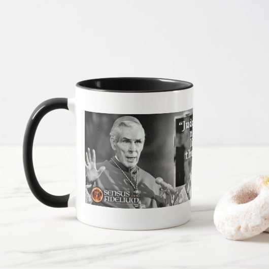 Katholischer Zitat Bischof Fulton Sheen Tasse (Mit Donut)