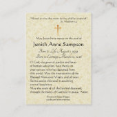 Katholisches Begräbnis- heiliges Erinnerungsbaby Visitenkarte (Rückseite)