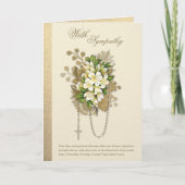 Katholisches Beileid Condolence Floral Rosary Karte (Vorderseite)