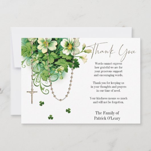 Katholisches Beileid zur Beerdigung von Rosenkranz Dankeskarte (Vorderseite)
