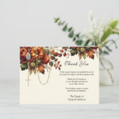 Katholisches Beileid zur Beerdigung von Rosenkranz Dankeskarte (Stehend Vorderseite)