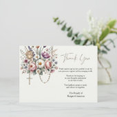 Katholisches Beileid zur Beerdigung von Rosenkranz Dankeskarte (Stehend Vorderseite)