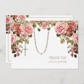 Katholisches Beileid zur Beerdigung von Rosenkranz Dankeskarte (Vorne/Hinten)