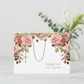 Katholisches Beileid zur Beerdigung von Rosenkranz Dankeskarte (Stehend Vorderseite)