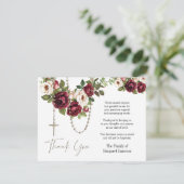 Katholisches Beileid zur Beerdigung von Rosenkranz Dankeskarte (Stehend Vorderseite)