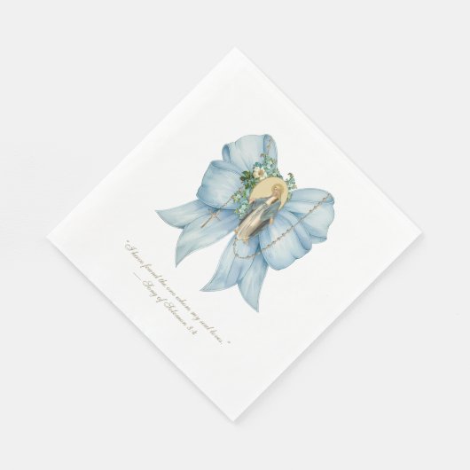 Katholisches Brautparty gesegnet Mary Blue Bow Serviette (Ecke)