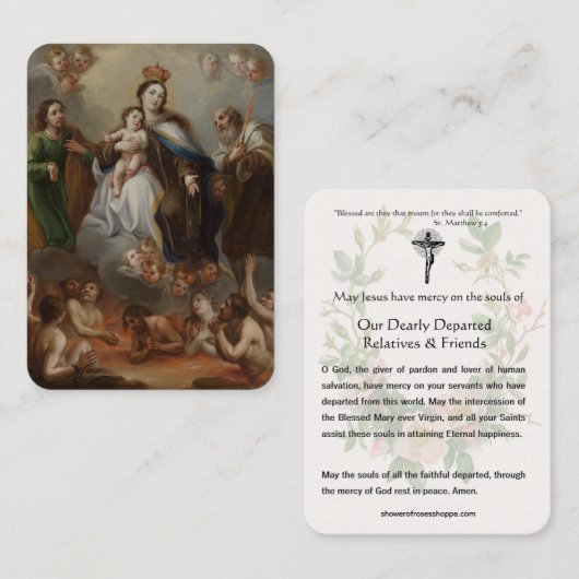 katholisches Feurgebet Alle Soule Jungfrau Mary Platzkarte (Vorne/Hinten)