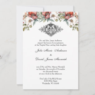 Katholisches Florales Heilige Familie Hochzeit Einladung