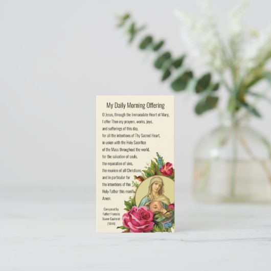 Katholisches Gebet am Morgen bieten Jungfrau Mary Visitenkarte (Stehend Vorderseite)