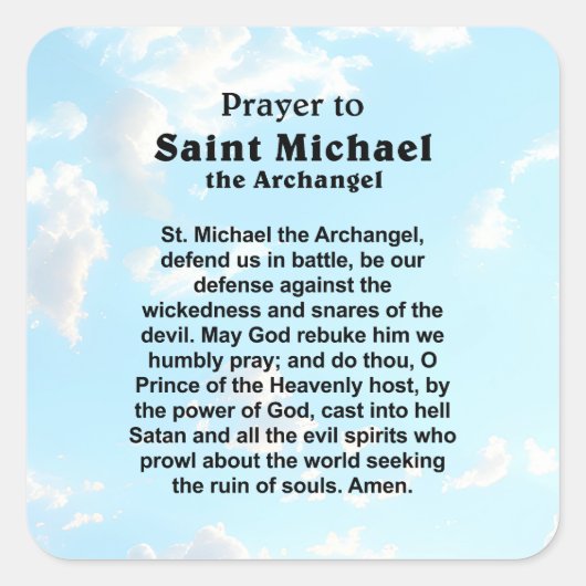 Katholisches Gebet für Schutz und Mut Quadratischer Aufkleber (Vorderseite)