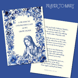 Katholisches Gebet gesegnete Mary Blue Vintag Flor Mitteilungskarte