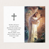 Katholisches Gebet kardiert | Jesus klopfendes 1 Visitenkarten (Außenseite Aufgefaltet)